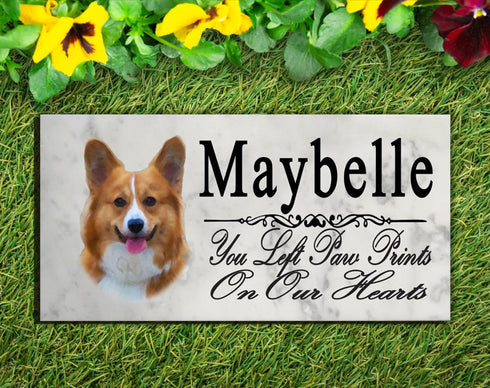 Corgi Memorial Stone - Personalized Marble Dog Grave Marker