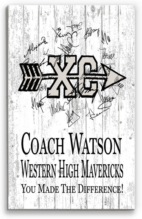 Cross Country Coach Gift Personalized Team Plaque Signable