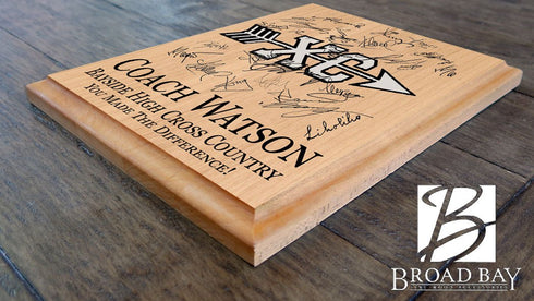 Cross Country Coach Gift Plaque - Personalized Signable Custom Wood Award