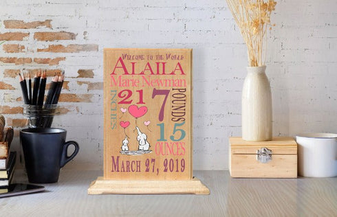 Custom Baby Announcement Gift Plaque Sign Personalized