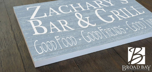 Custom Bar and Grill Sign Personalized Man Cave or Barbecue Decoration