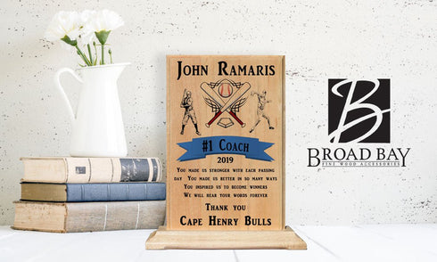 Custom Baseball Coach Gift Plaque