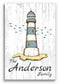 Custom Beach Home Sign - Lighthouse Design with Family Name - Solid Wood