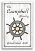Custom Beach House Sign - Personalized Ship Wheel Design with Family Name & Established Year