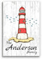 Custom Beach House Sign - Lighthouse Design with Personalized Family Name - Solid Wood