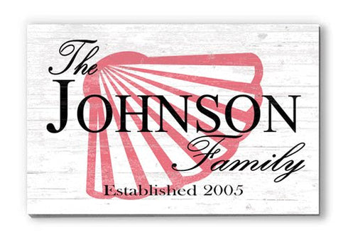 Custom Beach House Sign with Name & Established Date - Solid Wood - Shell Design