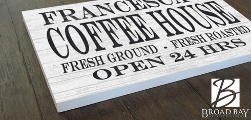 Custom Coffee Bar Kitchen Sign - Solid Wood - 16.5in x 10.5in