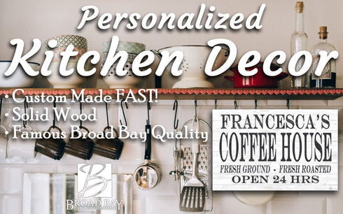 Custom Coffee Bar Kitchen Sign - Solid Wood - 16.5in x 10.5in
