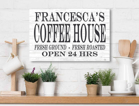 Custom Coffee Bar Kitchen Sign - Solid Wood - 16.5in x 10.5in