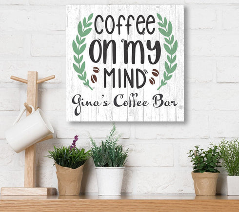 Custom Coffee Bar Sign Decoration Solid Wood Farmhouse Style Kitchen Décor