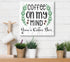 Coffee Bar Sign - Personalized Custom Name Farmhouse Style Kitchen Decor Solid Wood