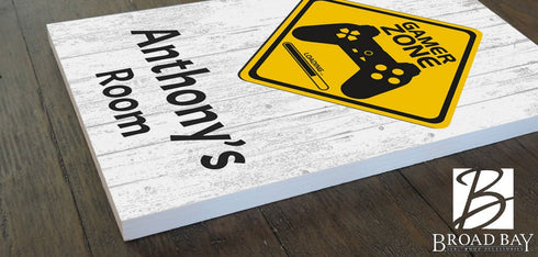 Custom Gamer Sign Gift for Boys Room Personalized Video Gamer Zone Wall Art