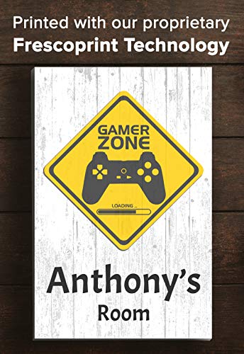Custom Gamer Sign Gift for Boys Room Personalized Video Gamer Zone Wall Art