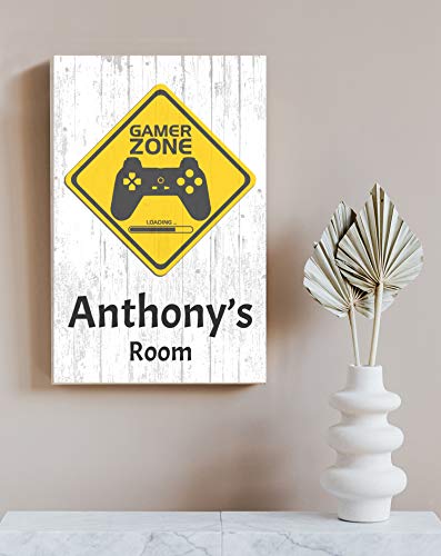 Custom Gamer Sign Gift for Boys Room Personalized Video Gamer Zone Wall Art