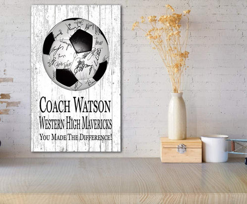 Signable Soccer Coach Gift Plaque - Team Signed Custom Wood Award