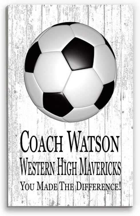 Signable Soccer Coach Gift Plaque - Team Signed Custom Wood Award