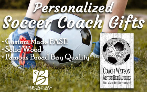 Signable Soccer Coach Gift Plaque - Team Signed Custom Wood Award