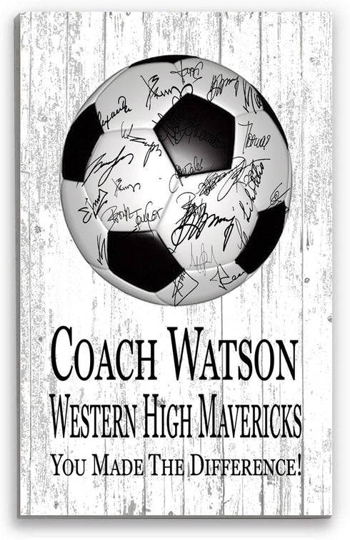 Signable Soccer Coach Gift Plaque - Team Signed Custom Wood Award