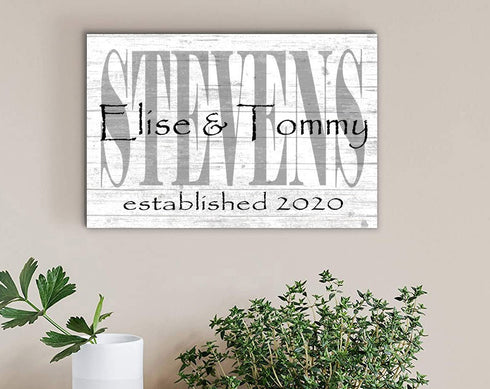 Personalized Wedding Gift Sign With Couple's Names and Established Date Custom