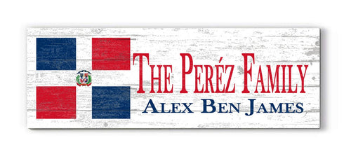 Dominican Flag Sign - Personalized Family Name - Custom Wood Dominican Heritage Gift