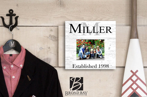 Family Frame With Name & Established Date Printed Picture on Solid Wood Wedding Gift