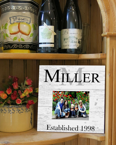 Family Frame With Name & Established Date Printed Picture on Solid Wood Wedding Gift