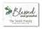 Family Name Sign Personalized Gift Farmhouse Decor "Blessed and Grateful" Wood Quote Wall Art - 16.5" x 10.5"