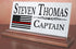 Firefighter Desk Nameplate - Thin Red Line Flag Custom Marble Name Plate Gift