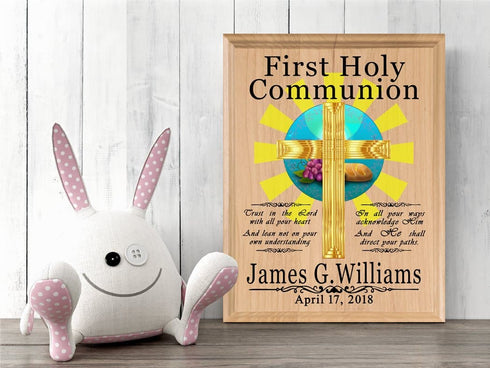 First Communion Keepsake Plaque - Personalized Wood Gift