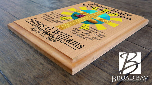 First Communion Keepsake Plaque - Personalized Wood Gift
