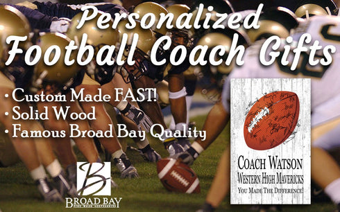 Signable Football Coach Gift Plaque - Personalized and Team Signed Custom Wood