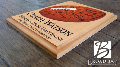 Football Coach Gift Plaque Signable by Team For Great Coaches