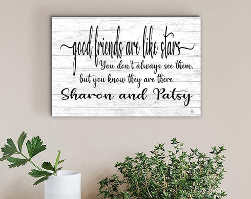 Friend Gift Personalized Sign - Solid Wood - Custom Names
