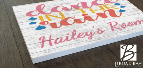 Girl's Name Sign Personalized Girl's Bedroom Decoration Dance in The Rain
