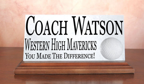 Golf Coach Gift Plaque Custom Team Award For Great Golf Coaches