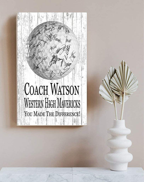 Golf Coach Gift Plaque Personalized SIGNABLE Sign for Team Coaches