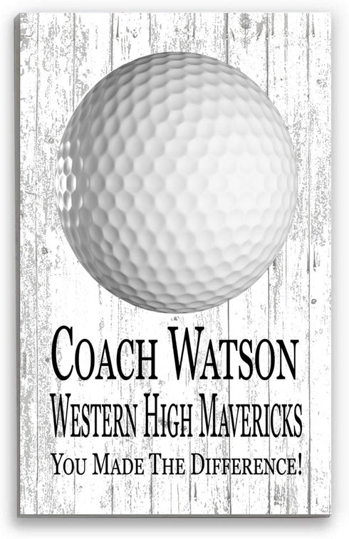 Signable Golf Coach Gift Plaque - Team Signed Custom Wood Award