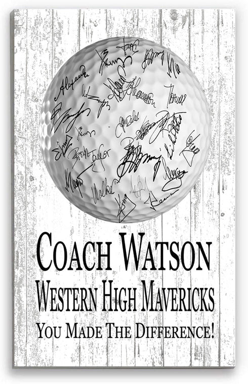 Signable Golf Coach Gift Plaque - Team Signed Custom Wood Award