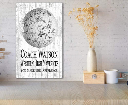Golf Coach Gift Plaque Personalized SIGNABLE Sign for Team Coaches