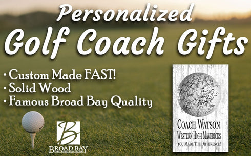 Signable Golf Coach Gift Plaque - Team Signed Custom Wood Award