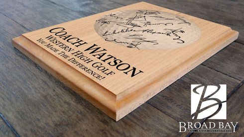 Golf Coach Gift Plaque Signable for Team Signatures and Notes