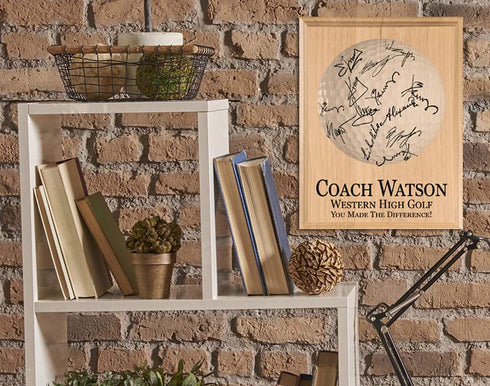 Golf Coach Gift Plaque Signable for Team Signatures and Notes