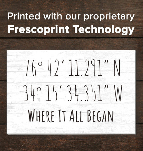 GPS Coordinate Sign - Personalized Latitude Longitude Location Wall Art - 16.5" x 10.5"