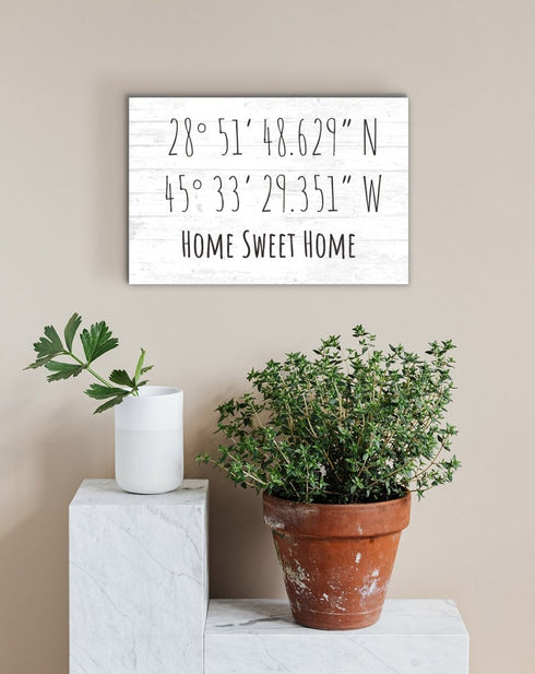 GPS Coordinate Sign - Personalized Latitude Longitude Location Wall Art - 16.5" x 10.5"