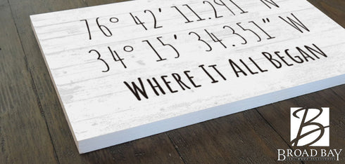 GPS Coordinate Sign - Personalized Latitude Longitude Location Wall Art - 16.5" x 10.5"