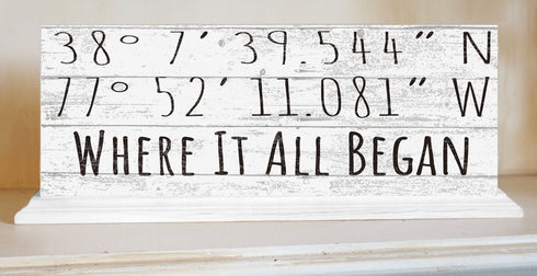 GPS Sign Custom Coordinates - Solid Wood 16.5in x 6in