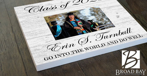 Graduation Frame With Photo Printed on Wood Personalized for High School, College or University