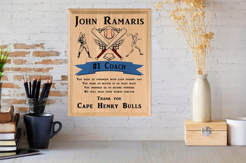 Great Baseball Coach Gift Plaque Personalized Team Appreciation Gift
