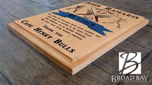Great Baseball Coach Gift Plaque Personalized Team Appreciation Gift