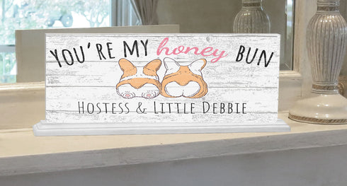Honeybun Sign Personalized Anniversary Gift With Corgi Dogs